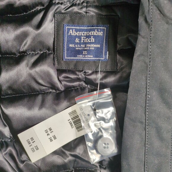Abercrombie & Fitch Black Hooded Parka Coat Mens XS NWT Winter Streetwear Jacket - Picture 3 of 10